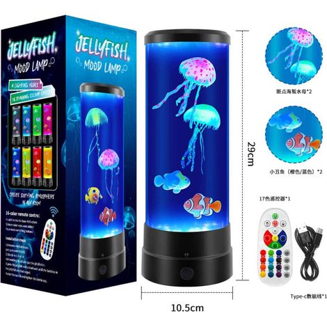 Lavalampe in Quallenform, sensorische Aquariumlampe für alle Altersgruppen, ferngesteuerte USB-Tischlampe