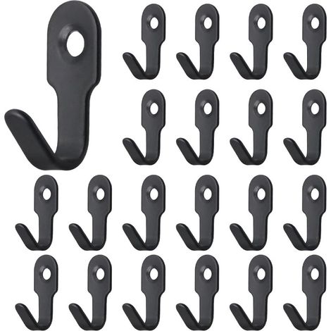 Lot de 30 mini-crochets en acier inoxydable, crochets porte-manteaux robustes, crochets muraux pratiques, crochets suspendus pour toilettes (noirs) (1/5)