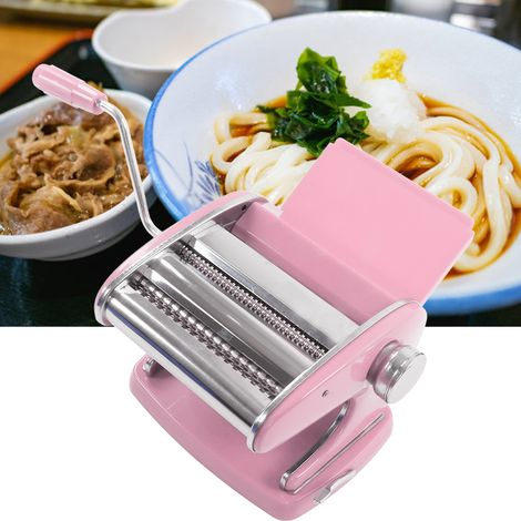Macchina per la pasta manuale, a ventosa, multifunzionale, piccola, in acciaio inossidabile, pressa manuale per pasta, macchina per arrotolare la pasta, ventosa rosa, 2 lame (1/4)