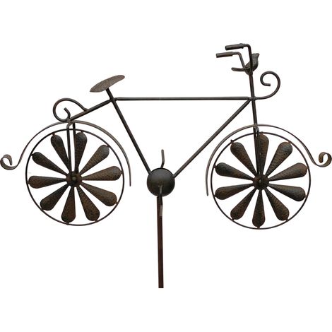 DanDiBo Gartenstecker Metall Fahrrad XL 135 cm Rad Rost Braun 96004 Windspiel Windrad Wetterfest Gartendeko Garten Gartenstab Bodenstecker