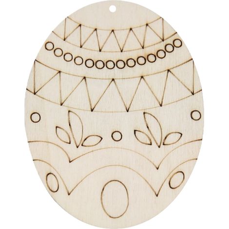 Ornement En Bois - Non Fini - Pour Peinture De Pâques - Forme Œuf Et Lapin - 8 cm - 1 Pièce (1/2)