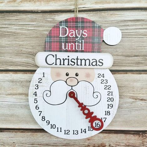 Calendario de Adviento de Navidad de madera, 1 pieza. Adornos de Papá Noel y muñeco de nieve. Calendario de Navidad de madera con cuenta regresiva. Colgante para decoración del hogar. Adornos de mesa (1/5)