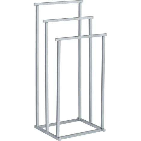 Wenko – Support à serviettes 3 bras en acier inoxydable – Installation sans perçage – Dimensions 32,5 x 38 cm – Hauteur 84,5 cm (1/6)