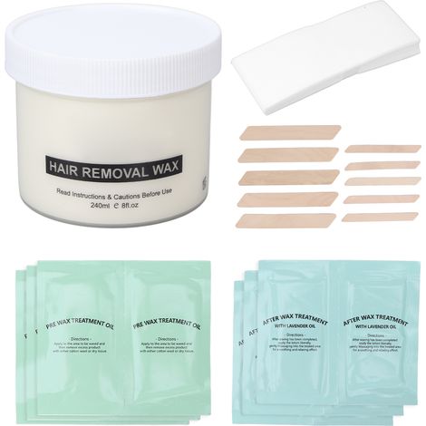 Lingettes nettoyantes pour cire épilatoire, applicateur et kit de cire dépilatoire pour bras et jambes (240ml) (1/5)