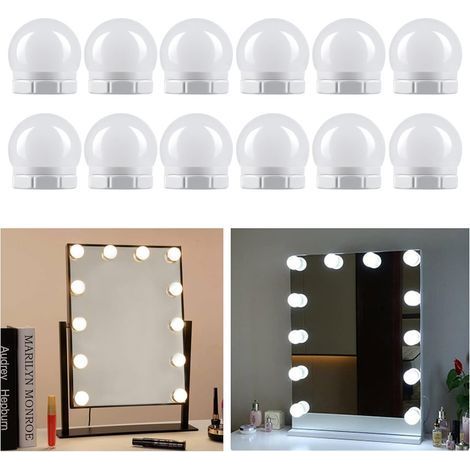 TAISHENGDA-Lumière miroir coiffeuse 14 ampoules LED – 3 couleurs réglables – Luminosité 10 niveaux – Installation facile avec adhésif double face (1/5)