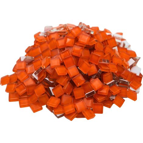 Carreaux de mosaïque carrés en cristal de 0,5 kg, 1 cm, verre irisé et cristal à faire soi-même, décoration de salle de bain, cuisine, salon, balcon (orange) (1/5)