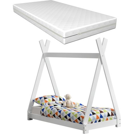 Kinderbett Onejda mit Matratze 70x140 cm Weiß [en.casa]