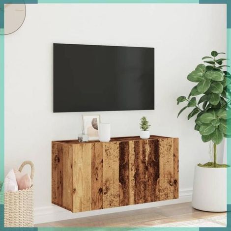857666 Meuble TV mural vieux bois 80x30x41 cm (1/5)