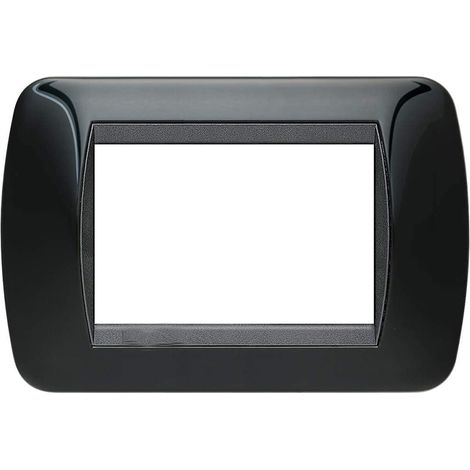 Placca Interruttore 3 Moduli Compatibile Living Copripresa Nera Lucida C6603 (1/2)