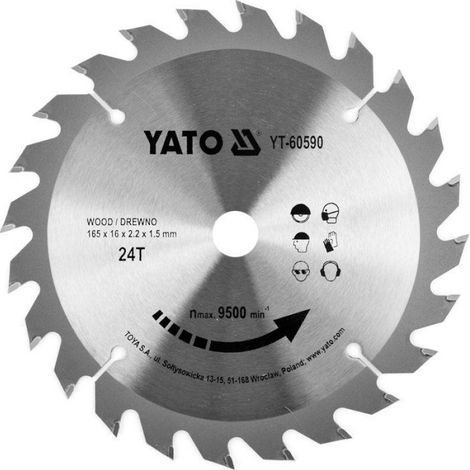 Lame De Scie TCT - 165x24x16 mm - Dents Carbure Widia - Pour Coupes Transversales Longitudinales Et Onglet - 1 Pièce