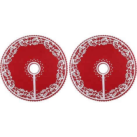 Lot de 2 jupes de sapin de Noël - Mini jupe de sapin de 30 cm avec bordure florale pour la décoration de Noël et des fêtes de fin d'année (1/5)