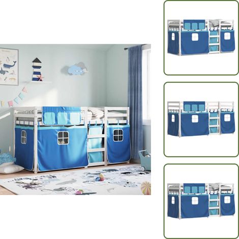 Letto a castello con sponde di sicurezza - vidaXL Letto a Castello senza Materasso Blu 80x200 cm Massello Pino - Letto a castello con scala