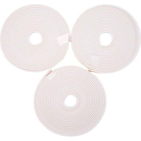 Guarnizione autoadesiva in schiuma per finestre e porte, 6 mm di larghezza x 3 mm di spessore, colore bianco, confezione singola. (1/4)
