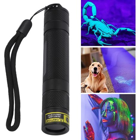 Lampe torche à lumière noire, lampe torche UV, lampe de polymérisation de résine 365 nm, miroir noir, détecteur de faux billets, détecteur de teigne du chat, lampe torche anti-scorpions (1/5)