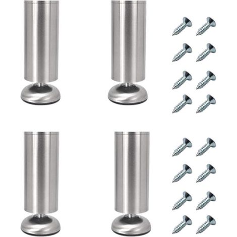 Lot De 4 Pieds Réglables Pour Meubles 18 Cm De Long, Extra Épais, En Acier Inoxydable, Très Résistants, Meuble De Table Basse, Pieds De Télévision, Pieds De Support De Canapé (1/5)