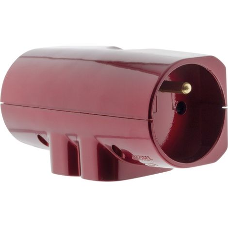 Multiprise 4 prises latérale pour TV écran plat - Quadriplite - 2x16A + 2x6A - Bordeaux/pourpre (1/5)