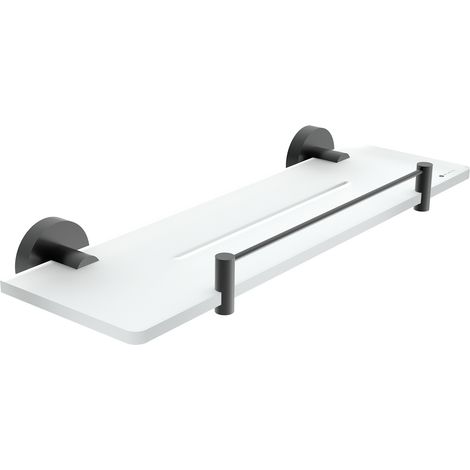 Nimco Tablette en plexi avec barrière L. 40 cm, noir mat, Unix noir mat UNC X440-X-90 (1/3)