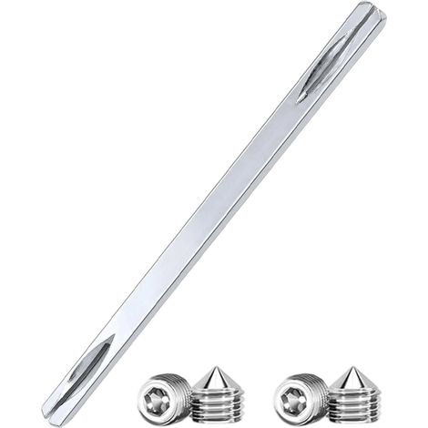 Tiges de Poignée de Porte - Tige Fendue pour Poignées - Serrure Carrée - 8 150mm, 2mm Double Side Grooved Pin Design, Window Handle Spindle Bar (With 4 Hexagonal Screws) (1/5)
