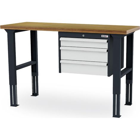 WS24 Arbeitstisch höhenverstellbar Schubladen: 1 x 100 2 x 150 B x T x H 1.500 x 600 x 760-1060 mm - WS24-100406