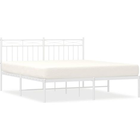 Maison Exclusive - Cadre de lit métal sans matelas et tête de lit blanc 150x200 cm (1/5)