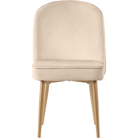 6 chaises de salle à manger en velours beige avec pieds métalliques dorés, design ergonomique et confortable (1/5)