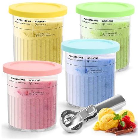 Contenitore da 800 ml per Ninja Creamy Deluxe, set di 4 pezzi per gelatiera Ninja Creamy serie NC500 e NC501EU, con coperchi, senza BPA e lavabile in lavastoviglie. (1/5)