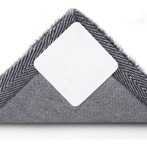 Lot de 8 patins antidérapants lavables pour tapis de sol en bois dur Blanc,100x100mm (1/5)