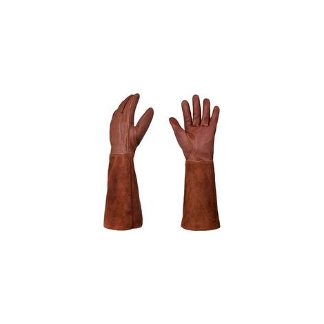 1 paire de gants de jardinage longs - marron, taille S (1/5)