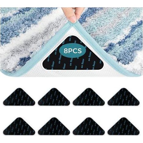 Anti Derapant Tapis,Rug Grippers 8 Pcs Triangulaires Antidérapant pour Tapis,Anti Curling Carpet Grippers Coin,Lavable et Réutilisable Sticker Tapis Antidérapant pour Tous Les Sols Lisses (1/5)