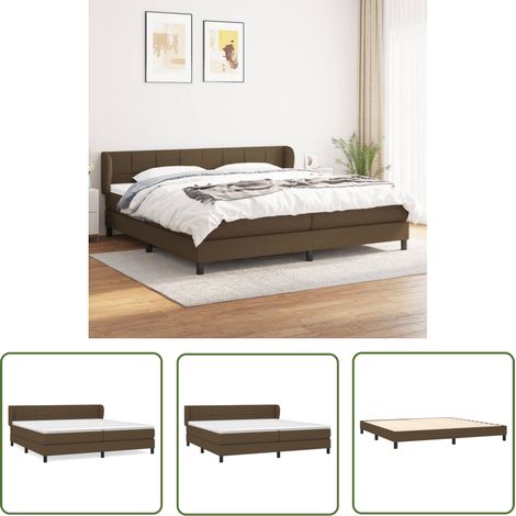 The Living Store Boxspringbett mit Matratze Dunkelbraun 200x200 cm Stoff - Boxspringbett - Doppelbett - Bettenrahmen - Lattenrost - Matratze (1/5)