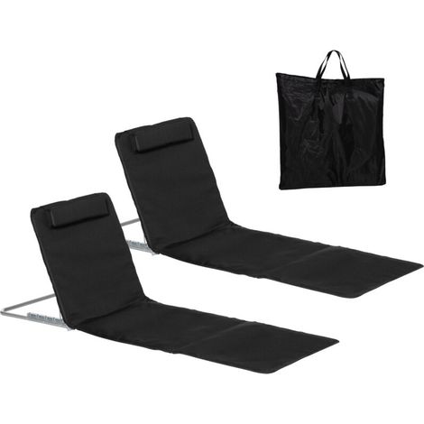 Transat de plage, chaise longue, chaise longue de jardin, pliable, dossier réglable, poche latérale, 48 cm x 134 cm x 33-43 cm, noir