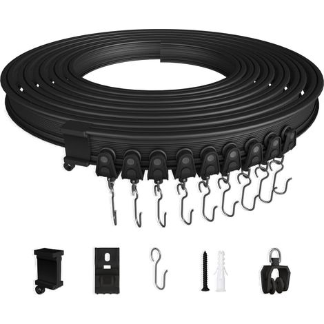 10 Mètres Rail de Rideau Plafond, Kit Flexible Pliable, Noir (1/5)