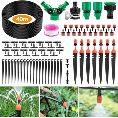 Kit d'irrigation Goutte 40m, Kit Micro Système d'irrigation Réglable Arrosage Automatique de Jardin, Tuyau Goutte à Goutte pour Pelouse Plante Paysage Potager Serre Terrasse Plate-Bande (1/5)