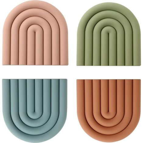 Dessous de plat en silicone, maniques en silicone, dessous de plat, protège-poêles colorés, résistants à la chaleur, antidérapants, dessous de verre pour verres et bols, et décoration, lot de 4