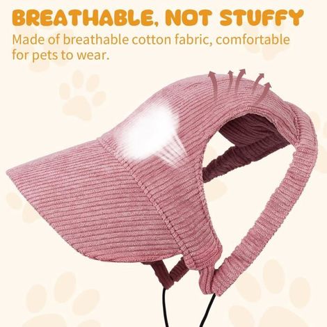 Baseball cap for dogs, adjustable sun hat, perforated dog sports protective cap, summer outdoor pet hat (size S, pink) (1/5)