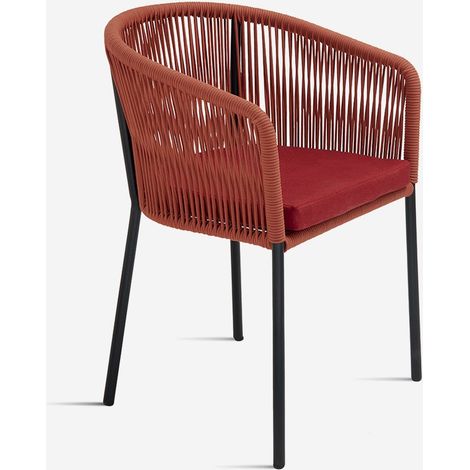 Sedia in corda e metallo da interno Joan - Rosso