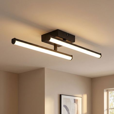 Plafoniera LED orientabile Plafoniera nera da soggiorno moderna, metallo plastica, 1x LED 12W 860Lm bianco caldo, L 50 cm