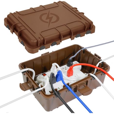 Grande rallonge électrique étanche pour l'extérieur - 8 joints d'étanchéité - Résistant aux intempéries - Protection IP54 - Multiprise - Minuteur - Prise de courant - Décoration lumineuse de vacances (1/5)