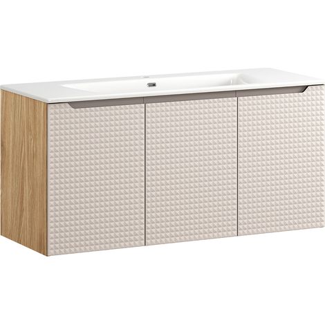 Waschtisch 120 cm in Eiche mit beige, LONDON-56-BEIGE, mit Waschbecken (1/5)