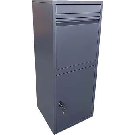 Paketbox mit Briefkasten - Divit PB3 - Schwarz - Diebstahlschutzschloss & abschließbare Tür - Akzeptiert Pakete 38×21×28 cm