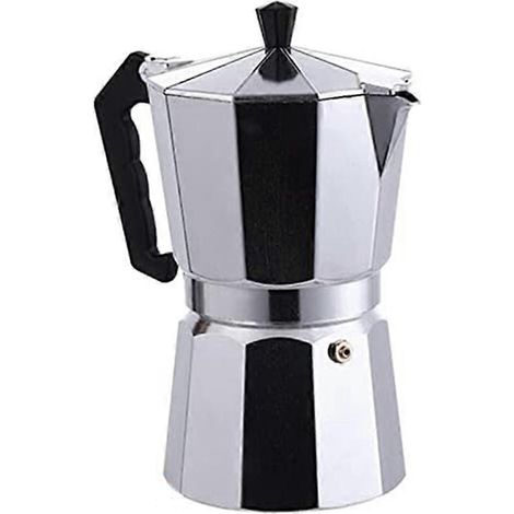 Italienische Kaffeemaschine (Moka-Typ) für einen schmackhaften Espresso auf einem elektrischen Cerankochfeld. (1/5)