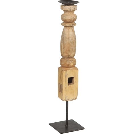 Candeliere in legno su base nera, da appoggio, oblungo