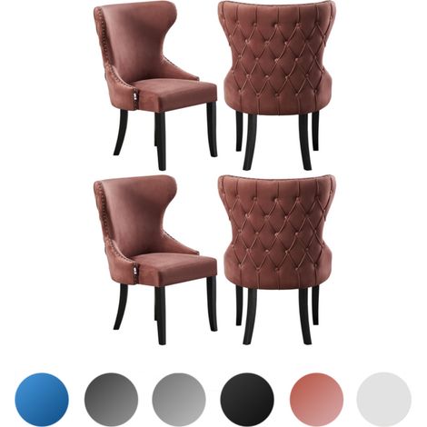 4er-Set Mayfair LUX-Esszimmerstühle aus Samt mit Holzbeinen – Esszimmerstuhl – Polsterstuhl – moderner Esszimmerstuhl – Rosa (1/5)
