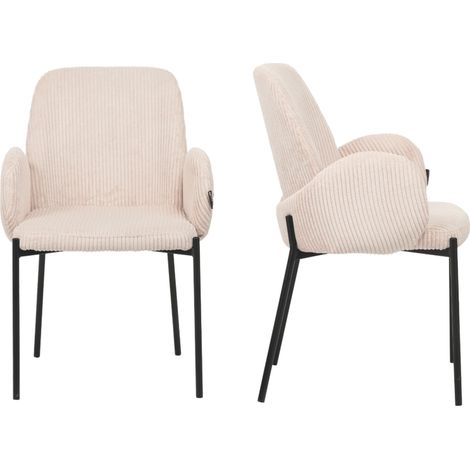 MEUBLER DESIGN Chaises Design Dossier Haut - Lot De 2 - Agata - Tissu Côtelé Beige Pied Noir, Style ,  x  x  cm (1/5)