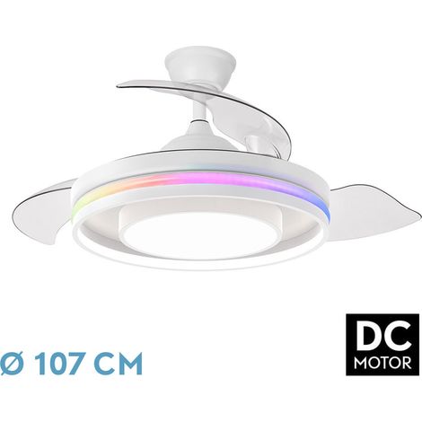 Ventilatore da soffitto dimmerabile DC "Pitufo" con telecomando (57W 3CCT+RGB 3990lm) bianco (1/4)