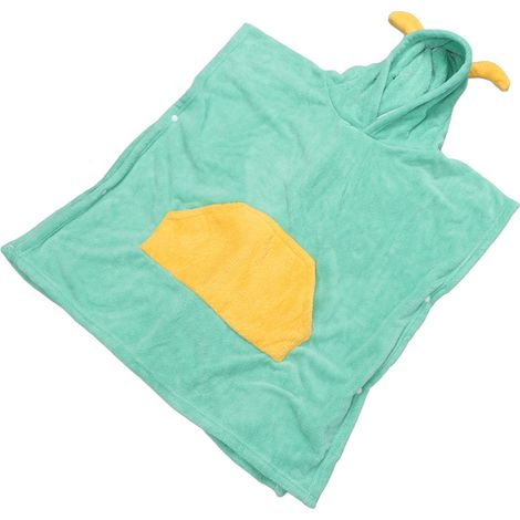 Serviette de bain enfant verte à capuche, motif dinosaure, douce et absorbante, 70 x 140 cm, idéale pour la douche et la plage.