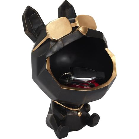 Vide-Poche Chien à Lunettes Géométrique Noir et Or (1/5)