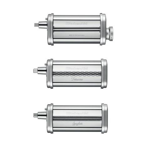 Machine à pâtes 3 rouleaux chrome – Accessoires pour lasagnes, tagliatelles et linguines – Compatible avec robots KitchenAid