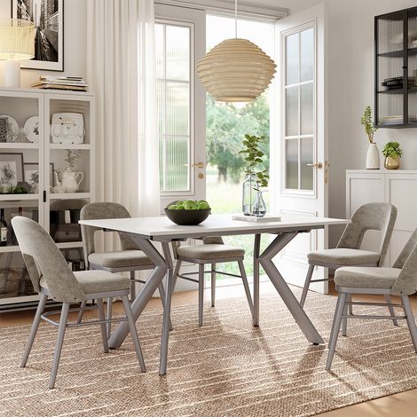 Tavolo da pranzo Trill, Bianco/Grigio, 140 x 90 cm Estensibile, Vicco