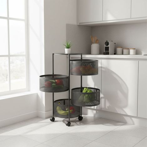 Chariot de cuisine avec etageres pivotantes - metal a roulettes rangement (1/5)